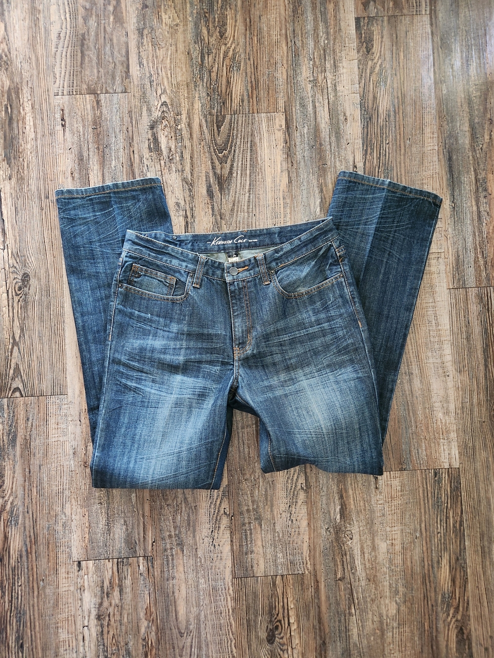 Kenneth Cole Straight Dark Blue Washed Jeans